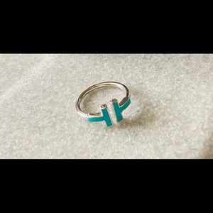 Tiffany T blue enamel ring